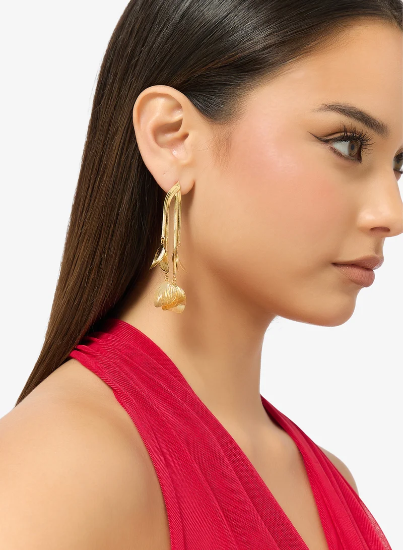 Ginger Drop Down Gold Earrings